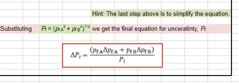 Solved Deriviation Of Uncertainties Equation Used To Chegg