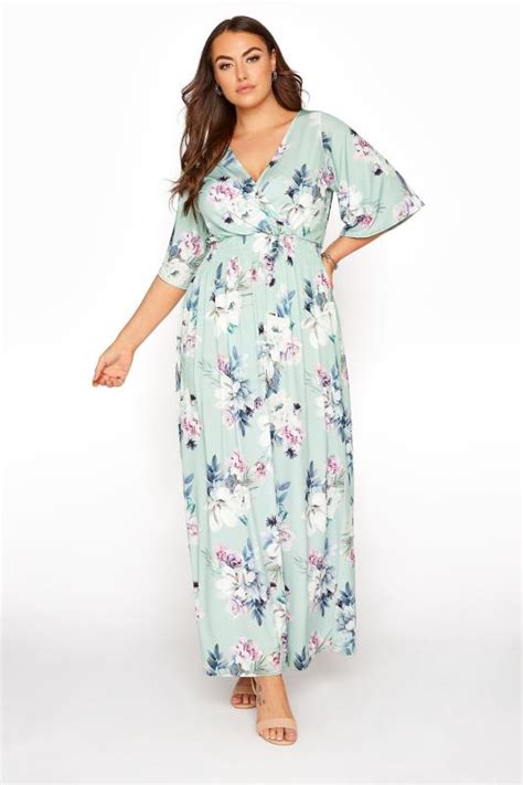 Plus Size Yours London Green Floral Wrap Midaxi Dress Yours Clothing