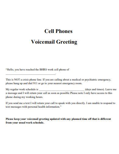 Voicemail Greeting - 30+ Examples, Format, How to Set, PDF