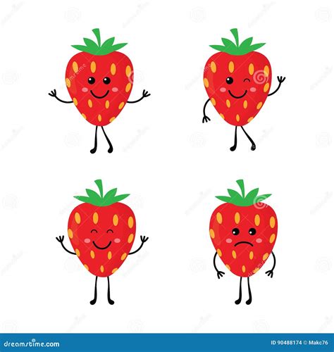 Ajuste Strawberrys Dos Desenhos Animados Ilustra O Do Vetor