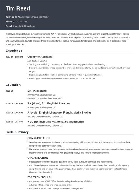 Student Cv Templates 20 Examples For 2025