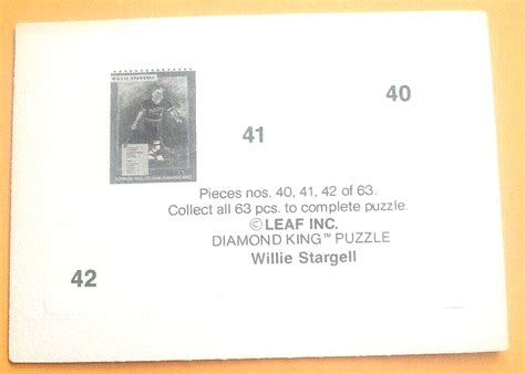 Leaf Inc Diamond King Puzzle Willie Stargell Pirates Pieces