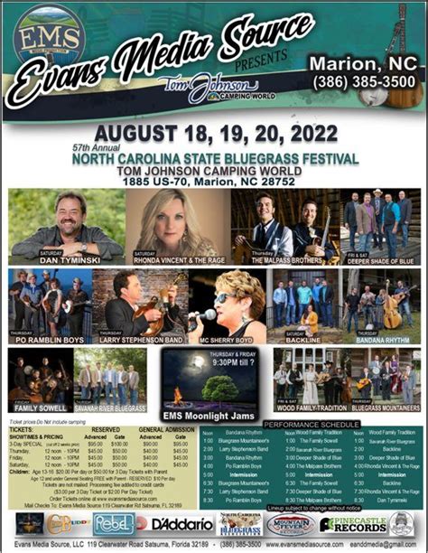 57th Nc State Bluegrass Festival 1885 Us 70 Marion Nc 28752 7455