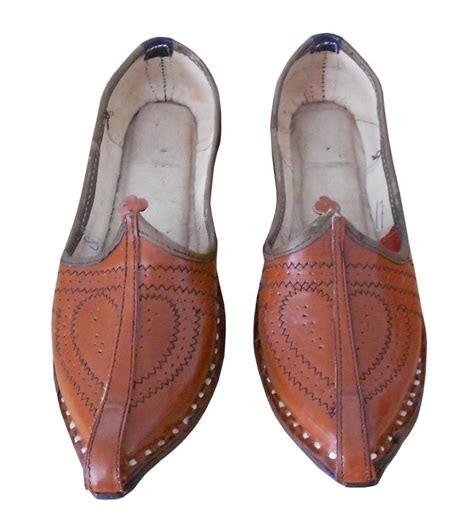 Men Rajasthani Jutti Indian Shoes Handmade Brown Leather Etsy