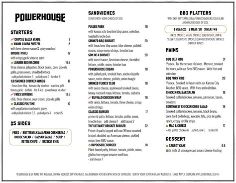 Food Menu – Powerhouse Brewing Company