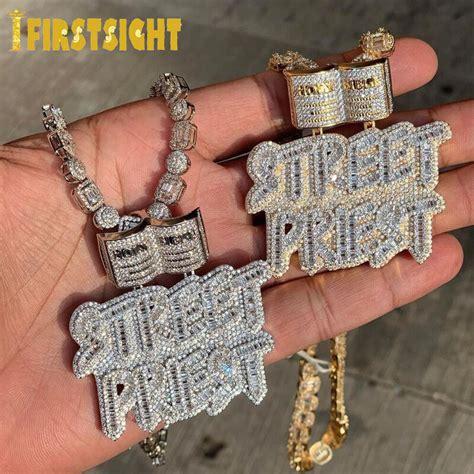 Iced Out Bling Cz Letter Pendant Necklace Various Design A Zircon Two