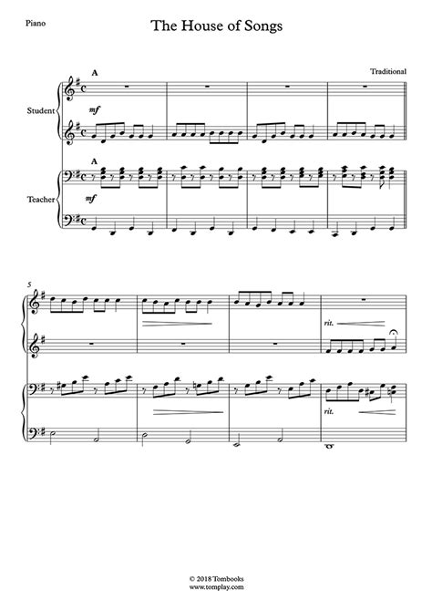 The House of Songs (teacher-student) (Traditional) - Piano Sheet Music