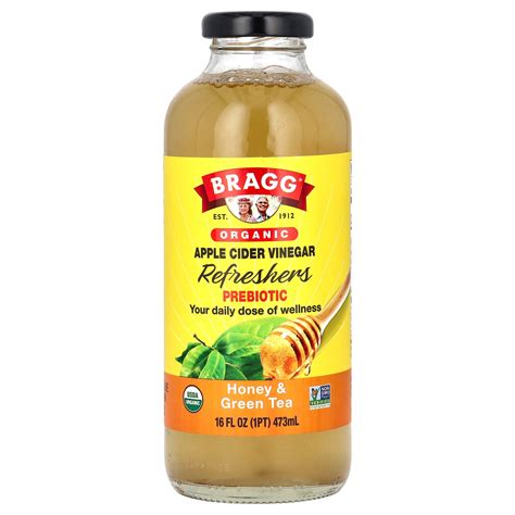 Bragg Organic Apple Cider Vinegar Refreshers Prebiotic Honey Green