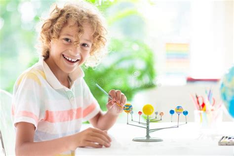 Child with Solar System Model. Kids Planetarium Stock Image - Image of ...