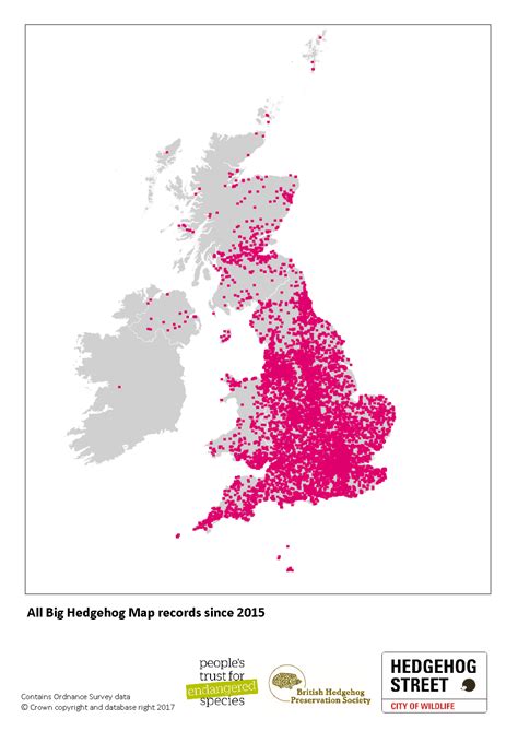 UK hedgehog distribution map - Hedgehog Street