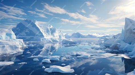 Hielo Flotante Y Glaciar En La Antártida Vista De Icebergs En El Mar Y Costas Heladas Paisaje