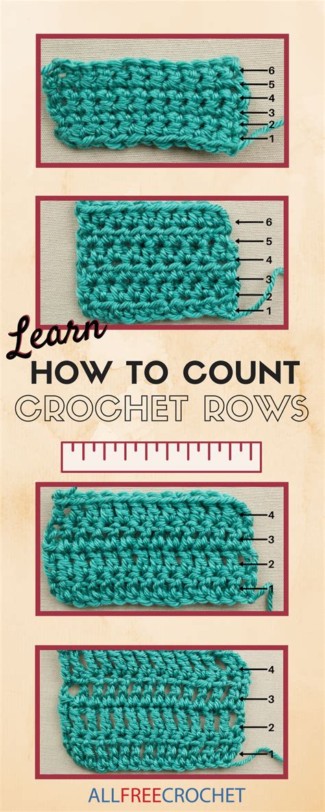 Three Rows Of Crochet Stitches With The Words Learn How To Count On Them