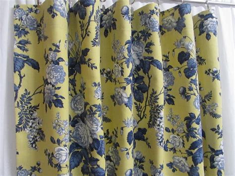 French Country Curtains Blue Yellow Floral Drapes One Pair | Etsy