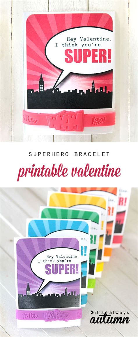 Free Printable For Superhero Bracelet Valentine S Day Cards Valentine