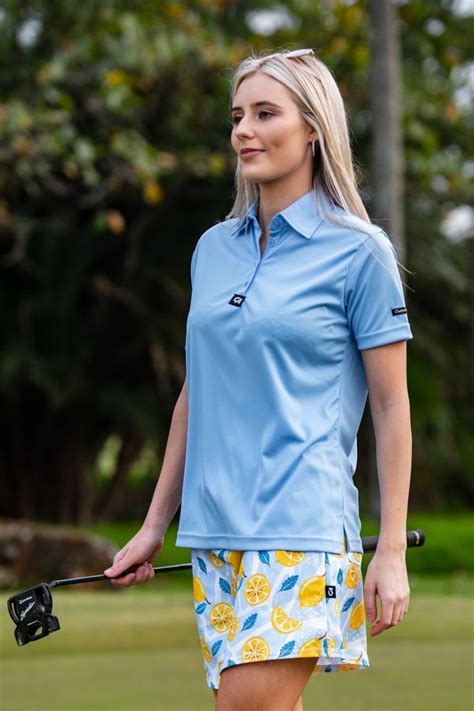 Ca Ladies Iconic Golf Shirt Sky Blue Custom Apparel