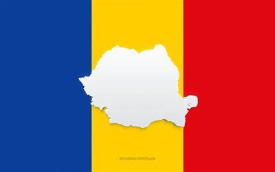 Descargar Fondos De Pantalla Silueta De Mapa De Rumania Bandera De