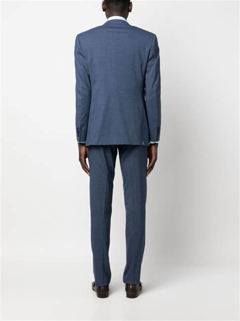 Canali Single Breasted Textured Suit Farfetch