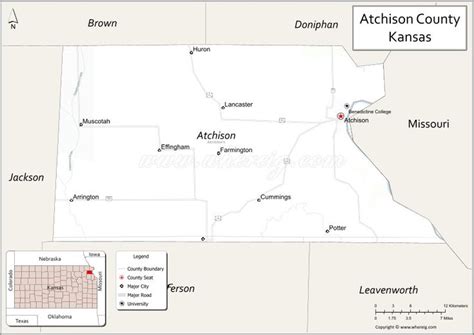 Map Of Atchison County Kansas Showing Cities Highways And Important