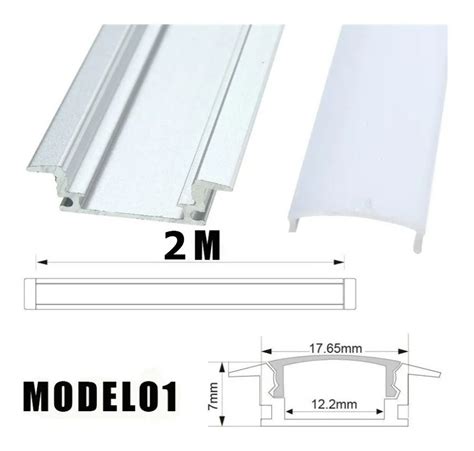 Perfil Led Embutir Slim Alumínio 2 Metros C Acabamentos New