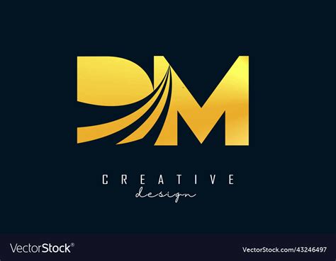 Creative Golden Letters Dm D M Logo With Leading Vector Image