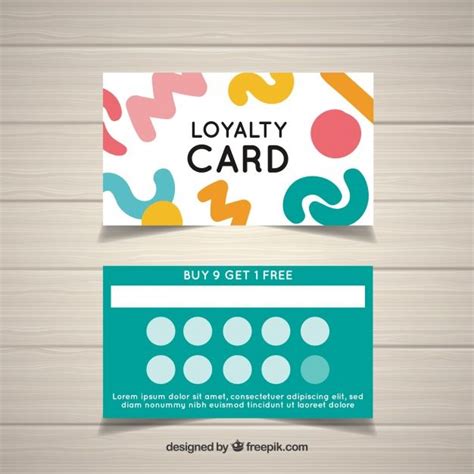 Free Vector Colorful Loyalty Card Template With Abstract Design