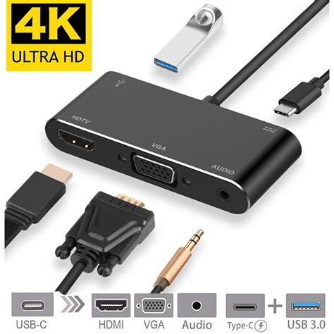 In Usb C Hub Type C To Hdmi Vga Audio Usb Port Pd Converter K