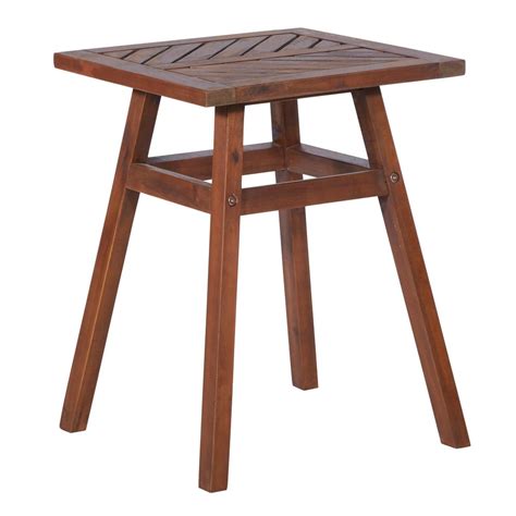 Walker Edison Furniture Company Dark Brown Acacia Wood Outdoor Side