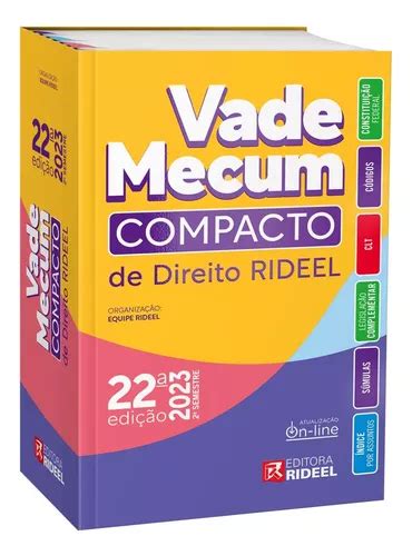 Livro Vade Mecum Compacto De Direito Rideel 22ª Edição 2ª Semestre