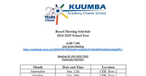 Board Meeting Schedule Google Docs