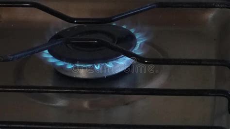 Gas Stove Burner With Blue Flame In Close Up Energy Consumption