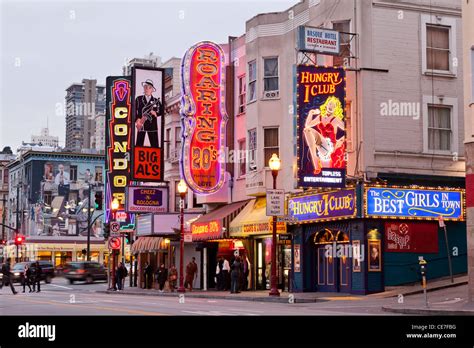 San Francisco North Beach Strip Clubs Red Light District San Francisco California Usa Stock