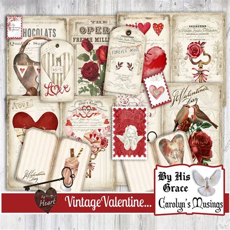 Printable Valentines Day Junk Journal Romance Kit Vintage Romantic