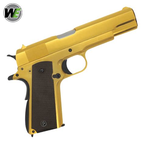 We Tech 1911 A1 Gelsoft Gas Blowback Pistol Gold Gel Blaster Guns