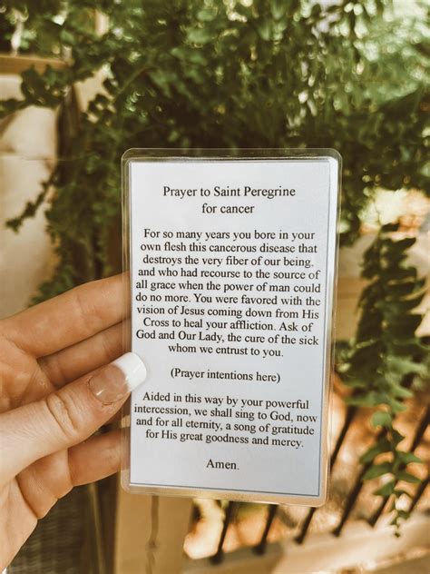 Saint Peregrine Prayer Card Patron Saint Of Cancer Cancer Prayers Catholic Prayers For