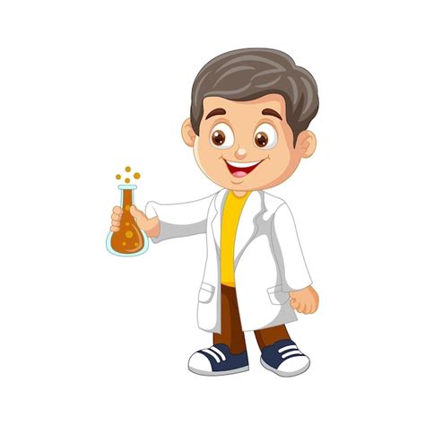 Premium Vector Vector Cartoon Boy Scientist Holding Test Tube