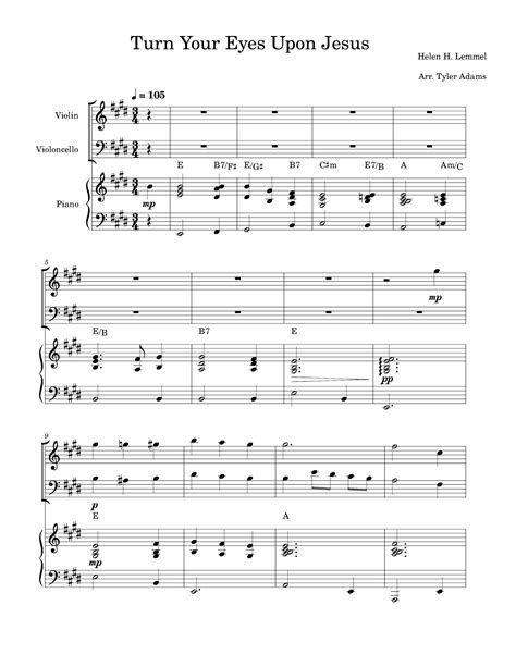 Turn Your Eyes Upon Jesus Violin And Cello Duet With Piano Arr Tyler Adams By Helen H