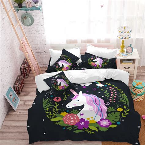 Twin Floral Unicorn Bedding Set Unicorn Bed Set Unicorn Bed In A Bag Unilovers