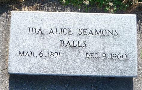 Ida Alice Seamons Balls 1891 1960 Find A Grave Memorial