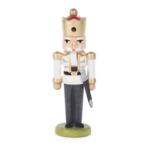 Mini Nutcracker King White Black 7 5 Cm Dregeno Seiffener Originale