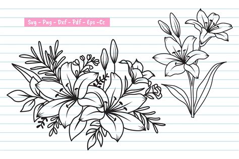 Flower Svg Flower Wedding Svg Lily Svg Graphic By Dakhashop Creative