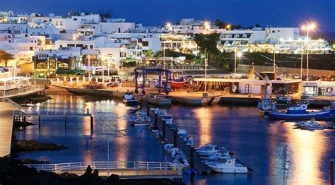 The Harbour In Puerto Del Carmen Lanzarote Spain At Night Puerto Del