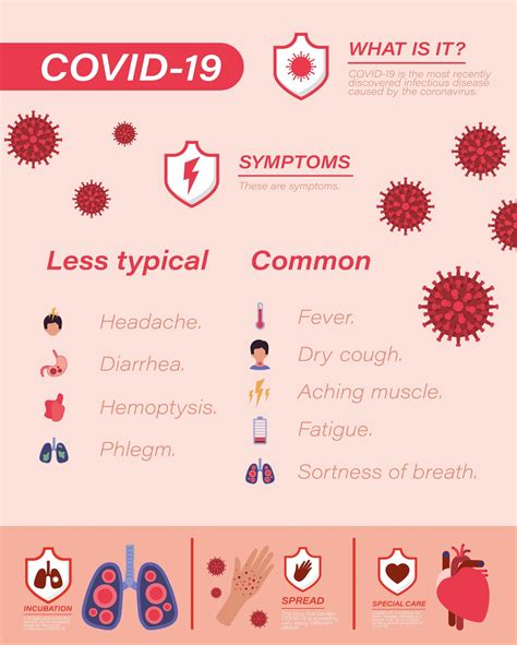 Covid 19 virus less typical and common symptoms vector design 1812609 ...