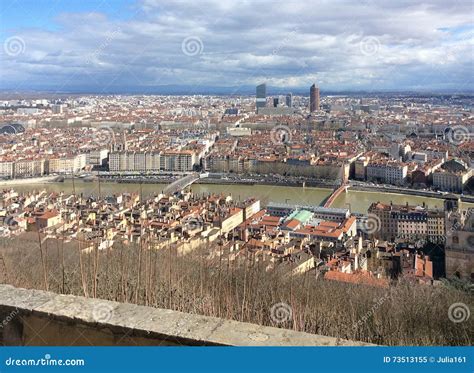 View To Lyon Gallo Roman Ruins Lyon France Sunny Day Stock Photos