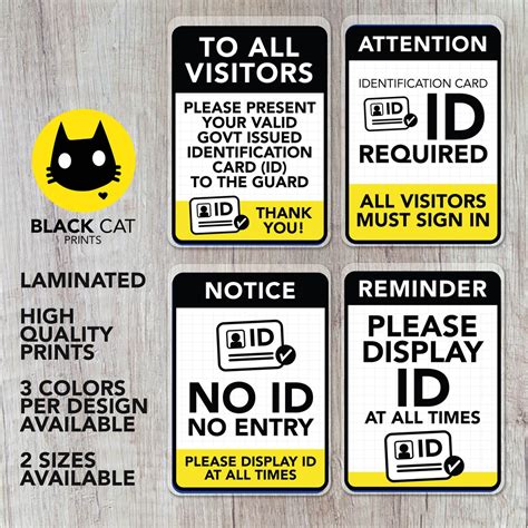 identification card id required  id  entry id related signs