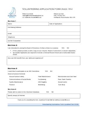 Fillable Online Volunteering Application Form Ages Fax Email