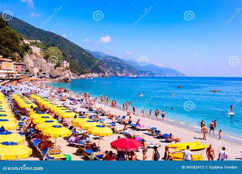 monterosso al mare beach cinque terre italy stock photo image