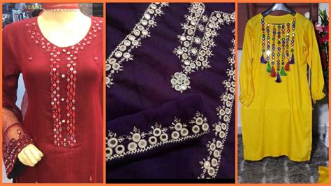 Simple And Fabulous Mirror Work Designer Kurti Designsmirror Work With