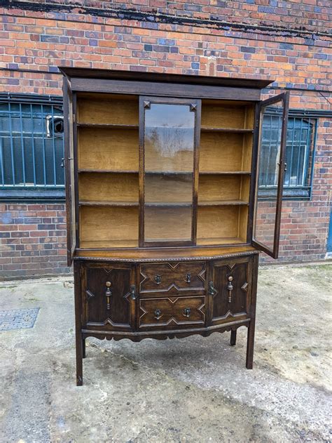 Glass Fronted Arts And Crafts Oak Cabinet Sideboard Antiques Atlas