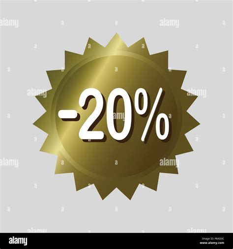 Price Tag 20 Off Discount Sticker Golden Vector Label Design On