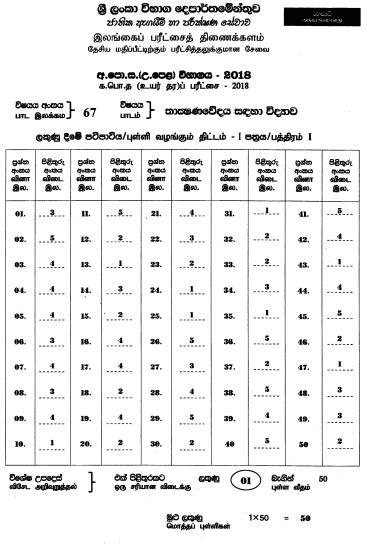 2018 A L SFT Marking Scheme Sinhala Medium Past Papers Wiki